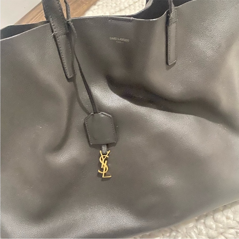 Saint Laurent Grey Leather Tote Bag - Picture 2 of 8